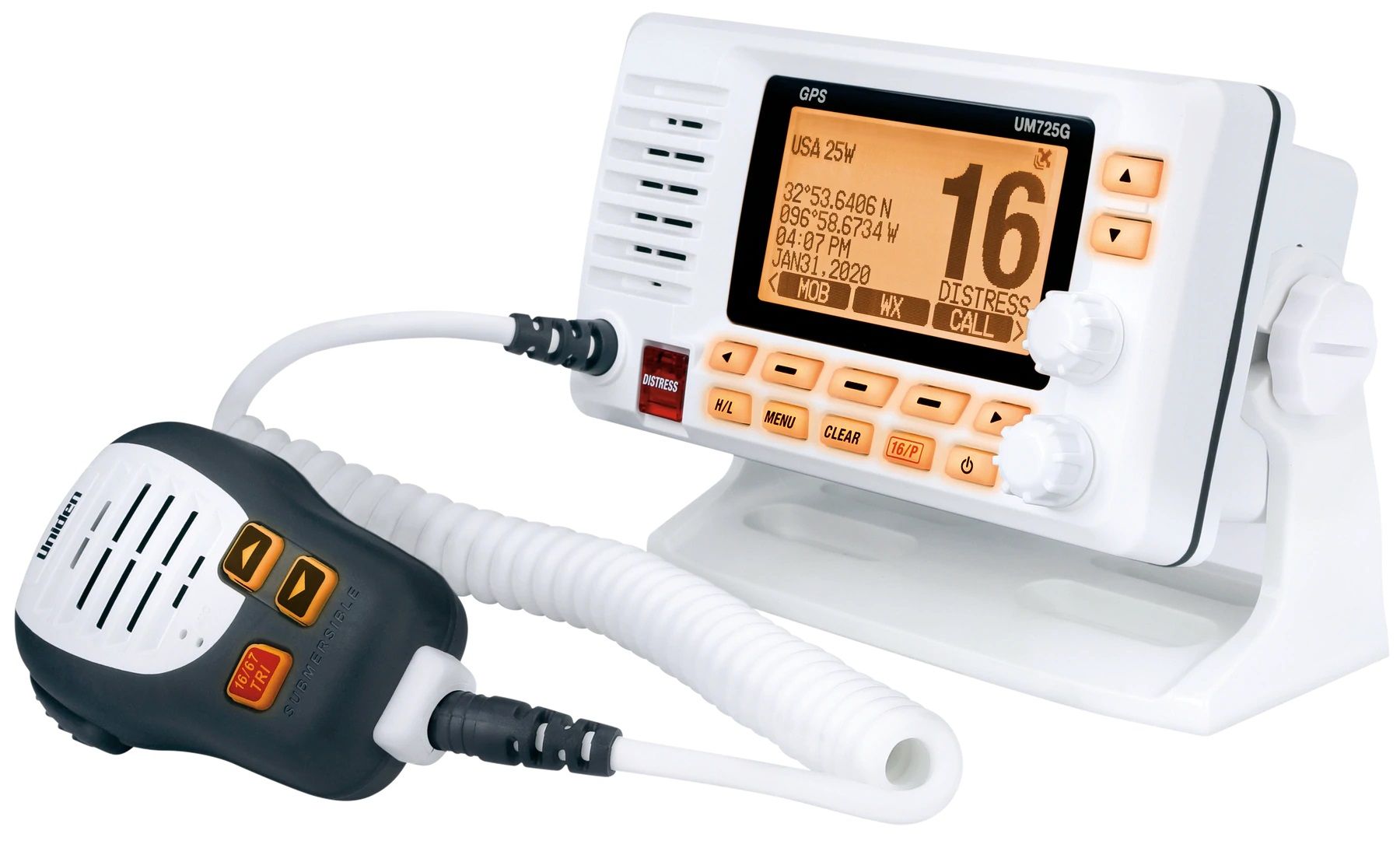 Bộ đàm VHF hàng hải Uniden UM725G White có GPS