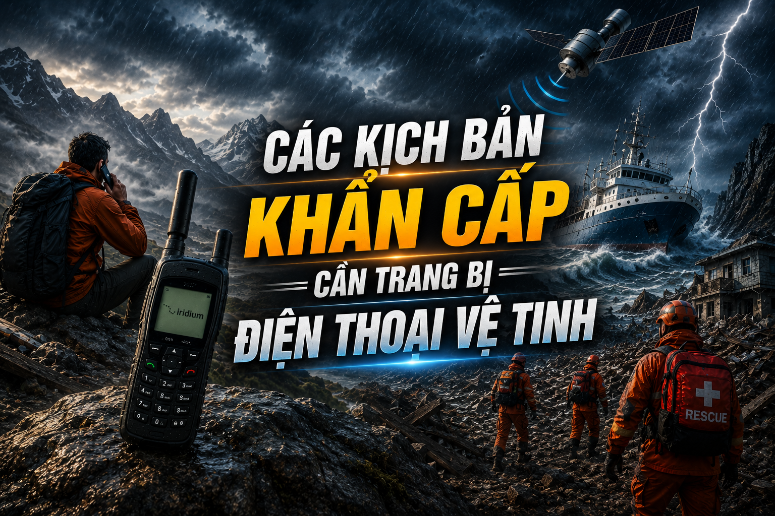 Kịch bản khẩn cấp cần điện thoại vệ tinh trong thiên tai bão lũ