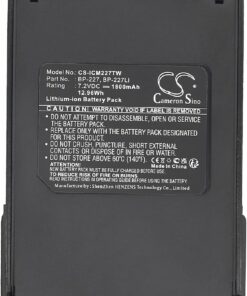 Pin CS-ICM227TW Li-ion 1800mAh Cho Bộ Đàm Icom IC-E85, IC-F50 Và IC-M87