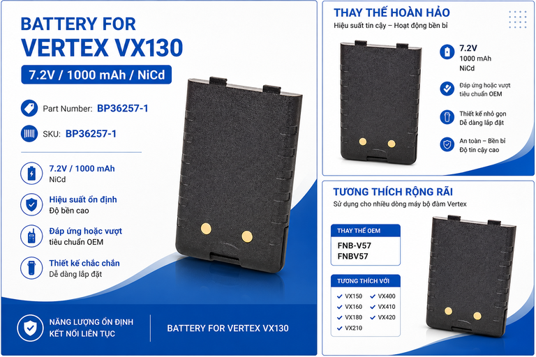Pin bộ đàm Vertex VX130
