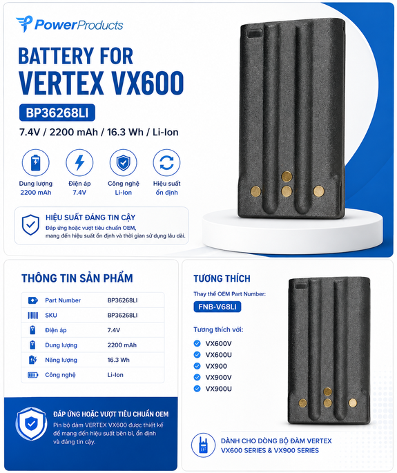Pin bộ đàm Vertex VX600