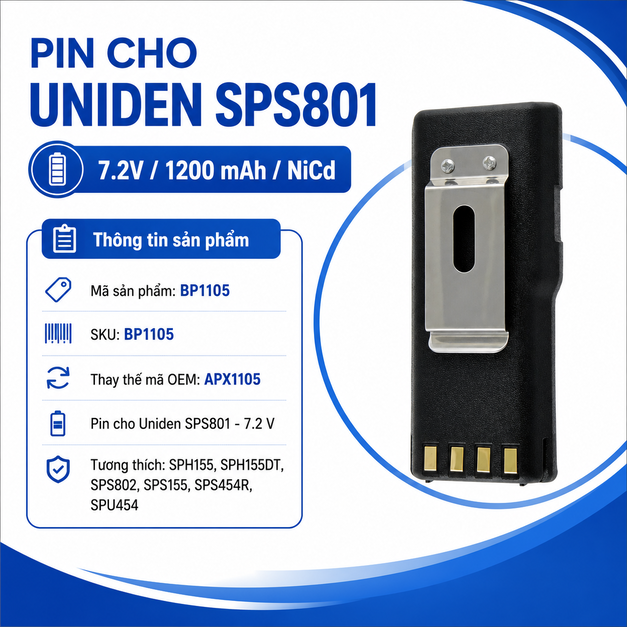 Pin bộ đàm Uniden SPS801