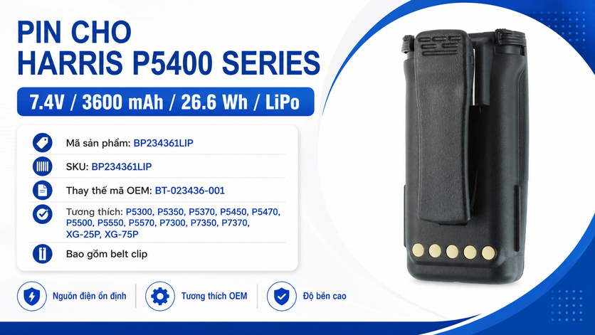 Pin bộ đàm Harris P5400