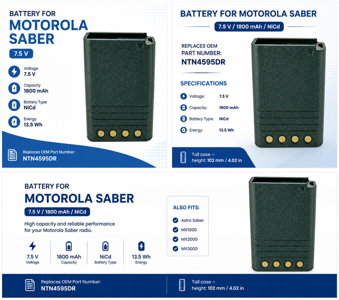 Pin bộ đàm Motorola Saber