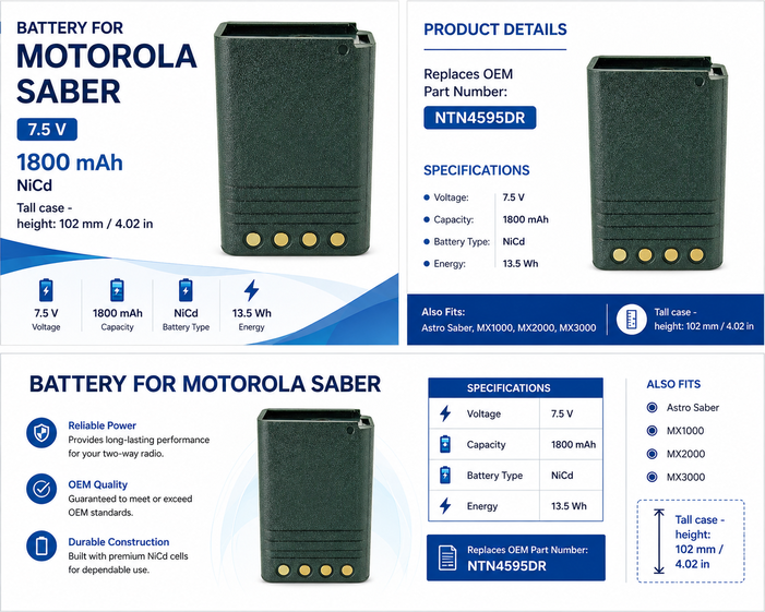 Pin bộ đàm Motorola Saber