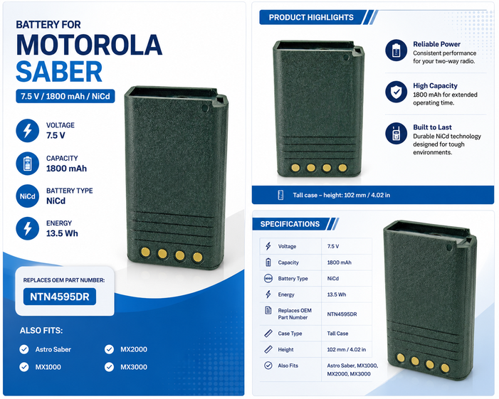 Pin bộ đàm Motorola Saber