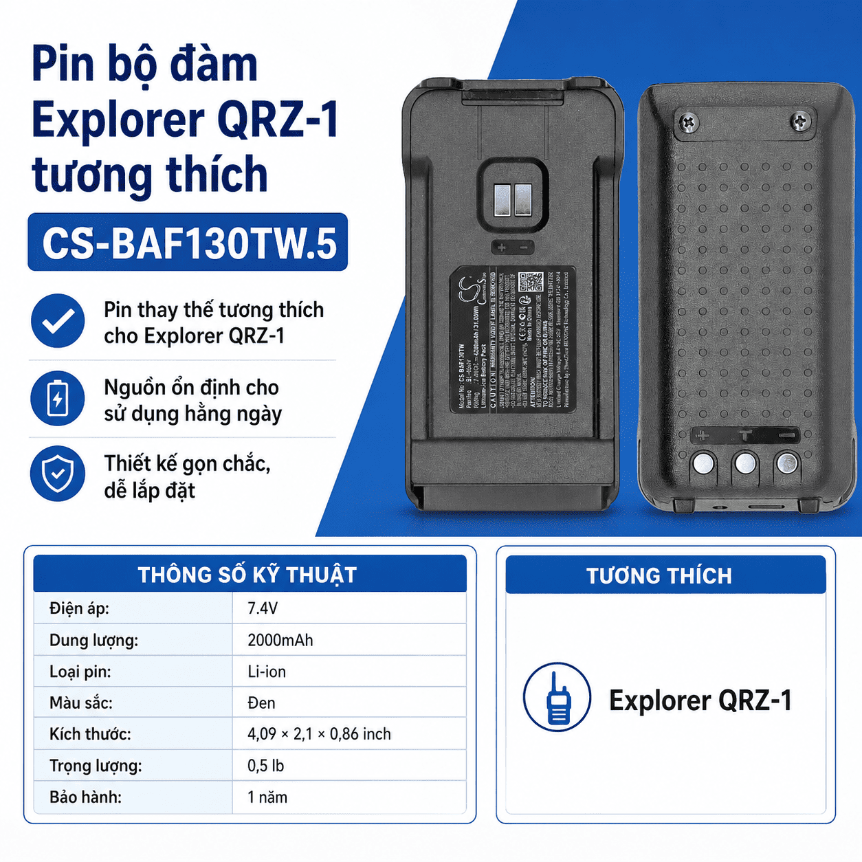Pin Cameron Sino CS-BAF130TW.5