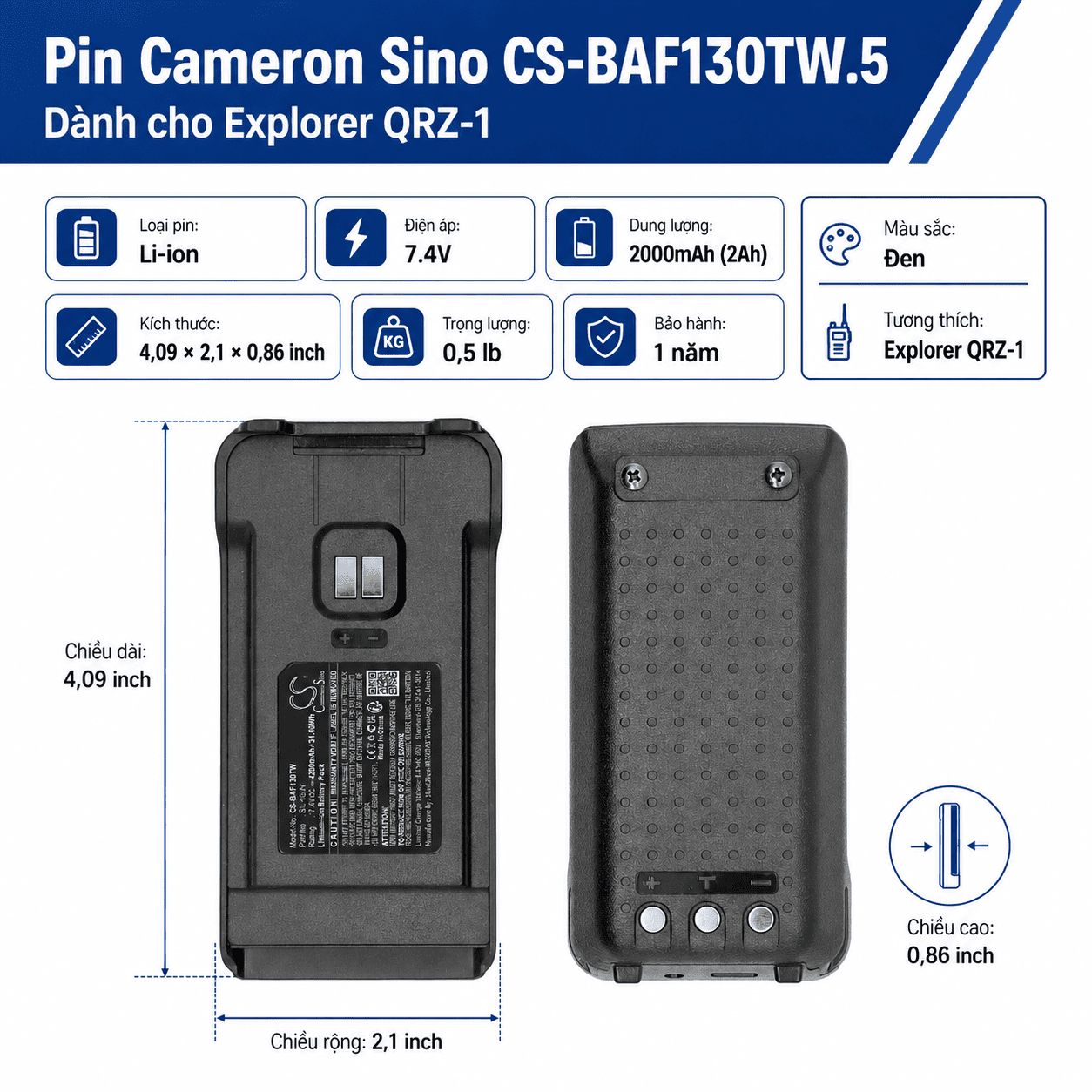 Pin Cameron Sino CS-BAF130TW.5