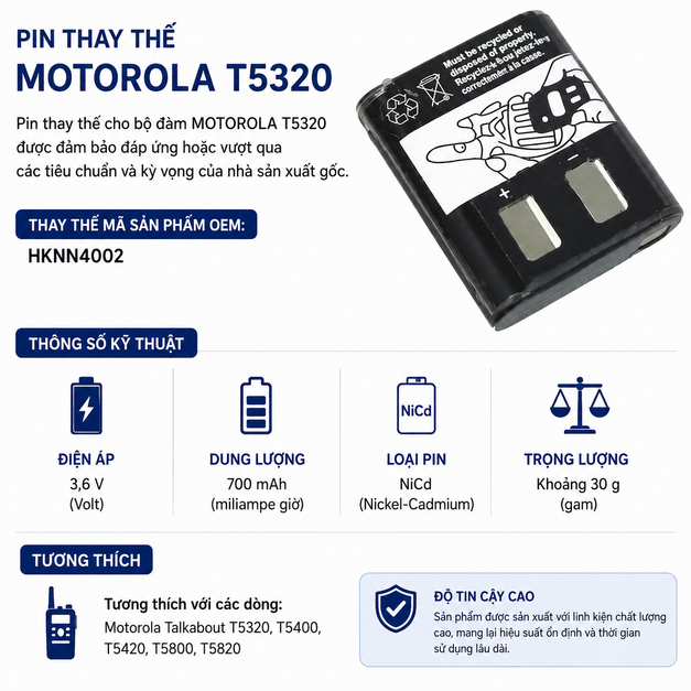 Pin bộ đàm Motorola T5320