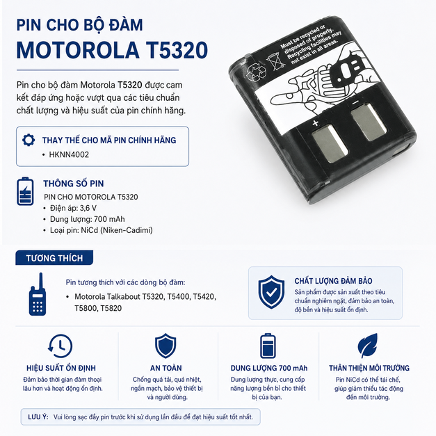 Pin bộ đàm Motorola T5320