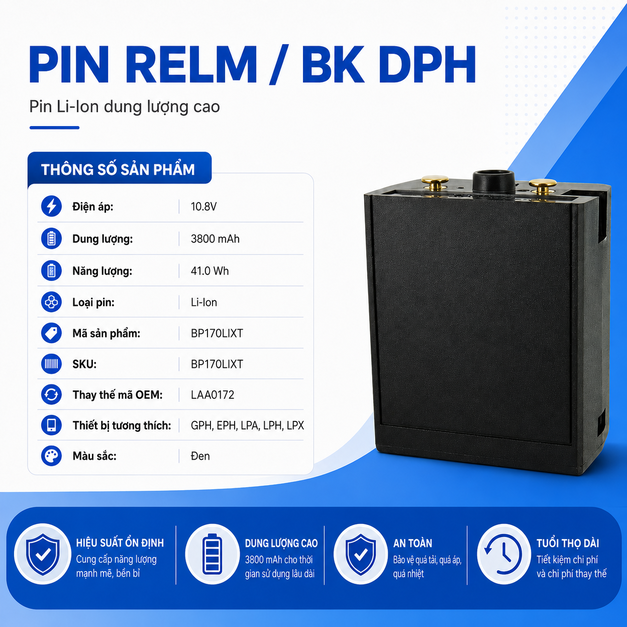 Pin bộ đàm Relm BK DPH 