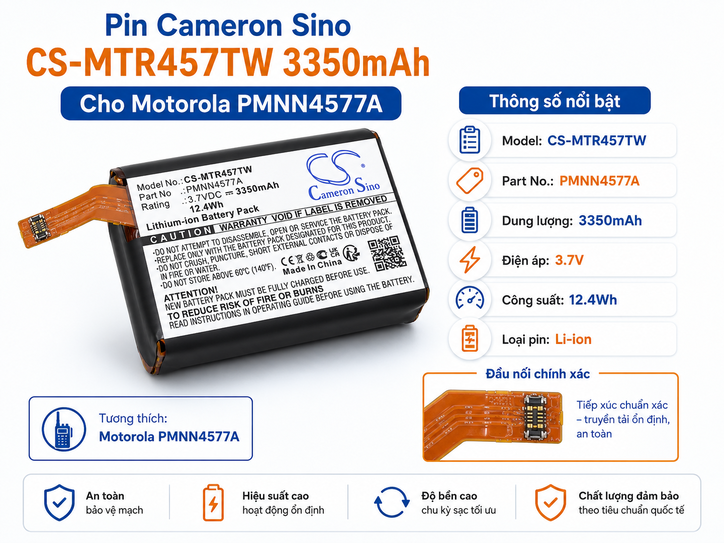 Pin Cameron Sino CS-MTR457TW 3350mAh Cho Motorola PMNN4577A