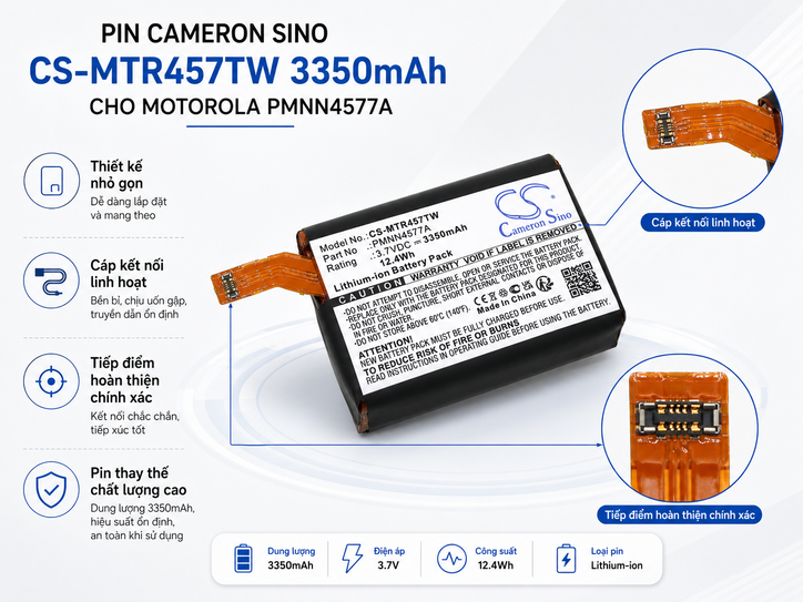 Pin Cameron Sino CS-MTR457TW 3350mAh Cho Motorola PMNN4577A
