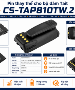 Pin Cameron Sino CS-TAP810TW Ni-MH 2200mAh Cho Bộ Đàm Tait TP8100, TP8110, TP8115, TP8120, TP8135, TP8140, TP9300 Và TP9400