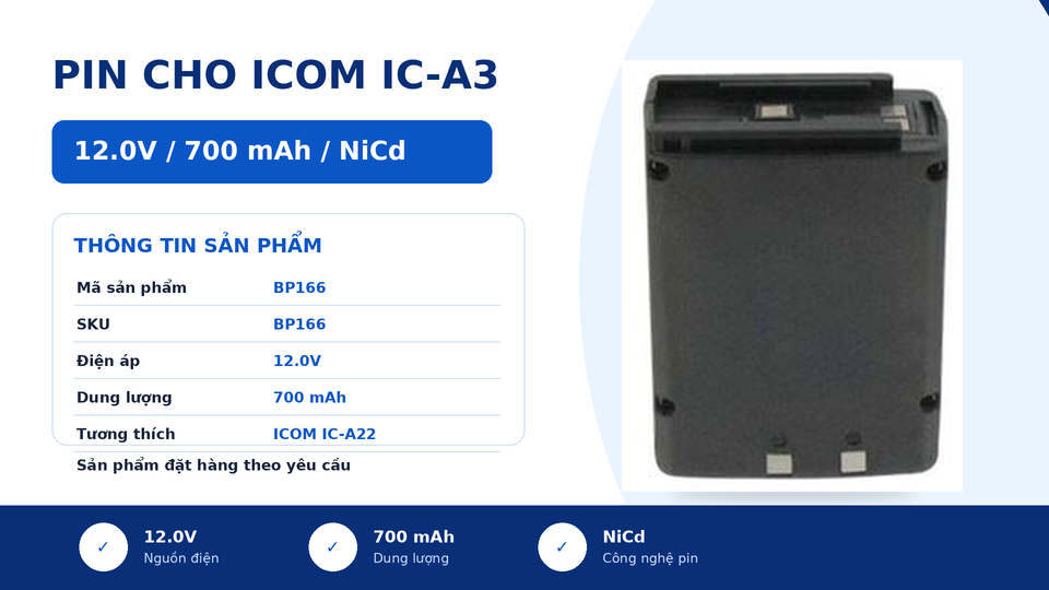Pin bộ đàm Icom IC-A3