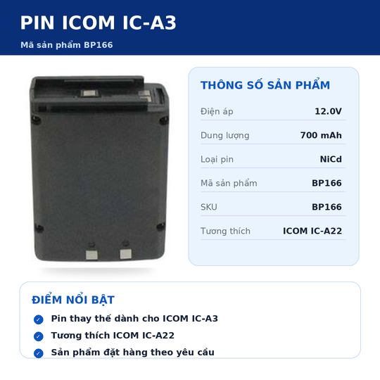 Pin bộ đàm Icom IC-A3