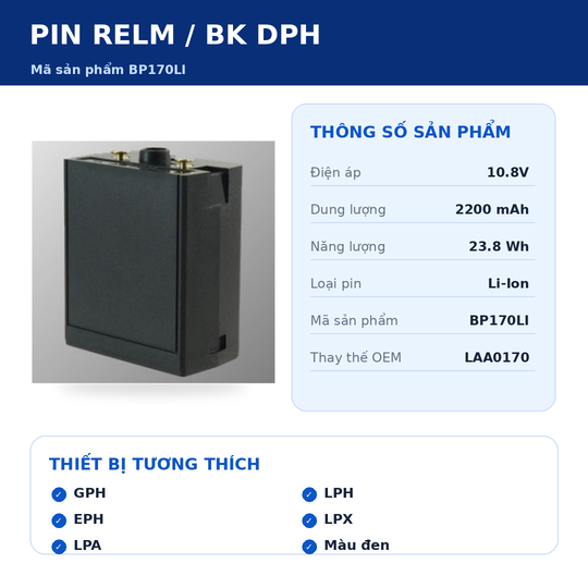 Pin bộ đàm Relm BK DPH
