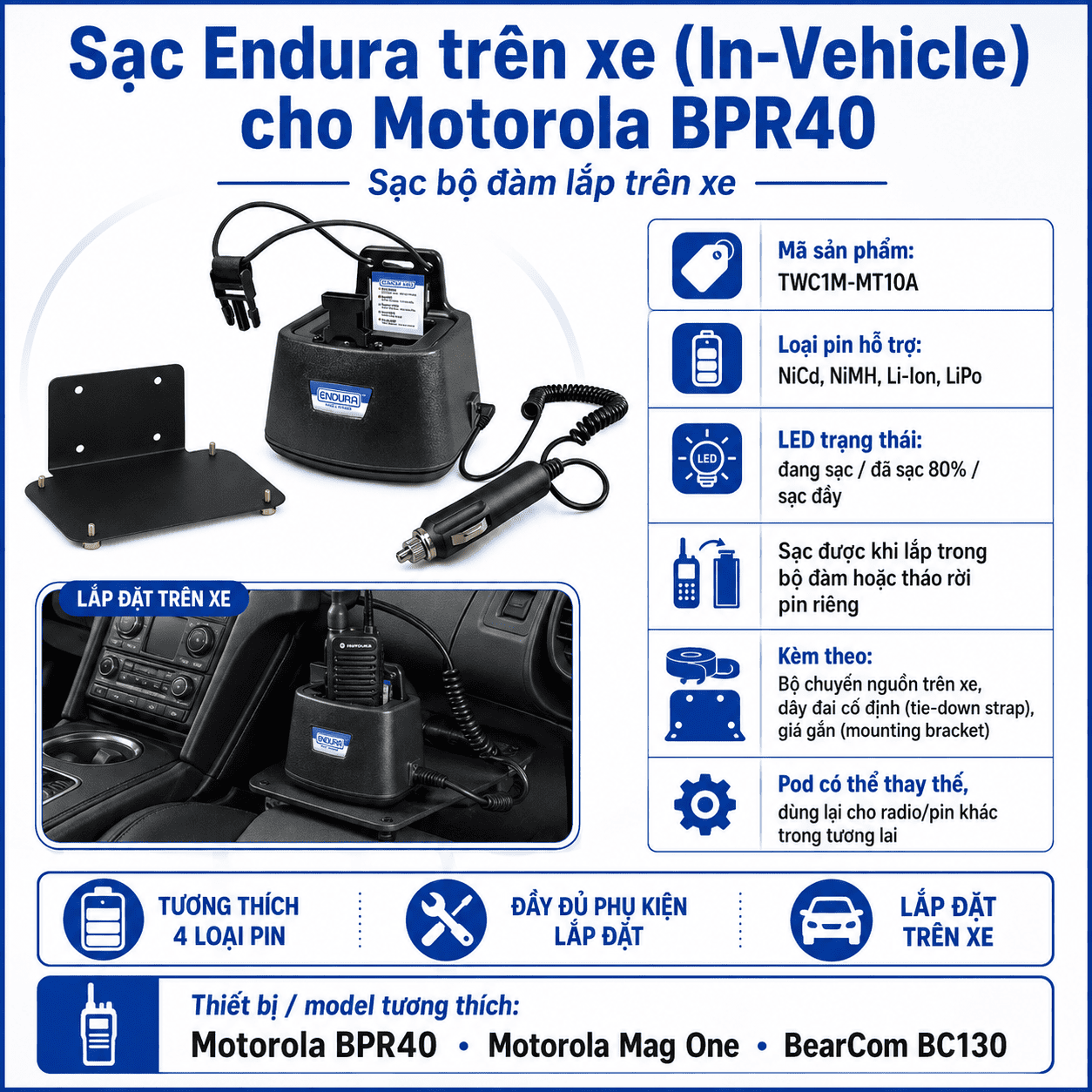 Bộ sạc Motorola BPR40 TWC1M-MT10A