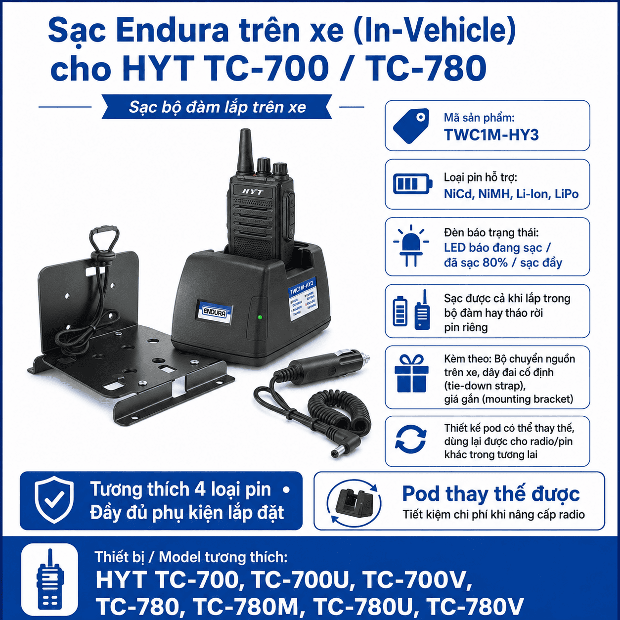 Bộ sạc HYT TC-700 TWC1M-HY3