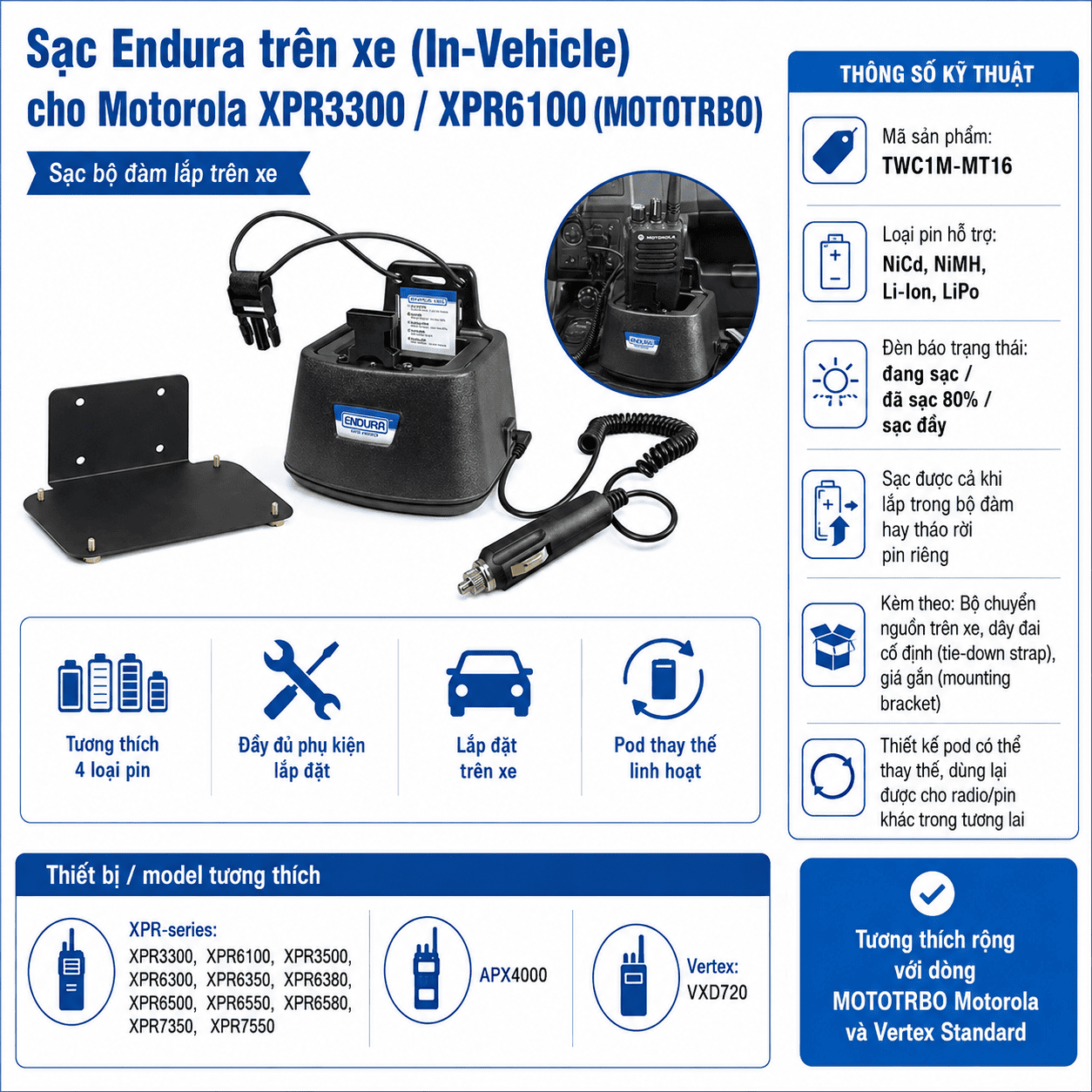 Bộ sạc Motorola XPR3300 TWC1M-MT16