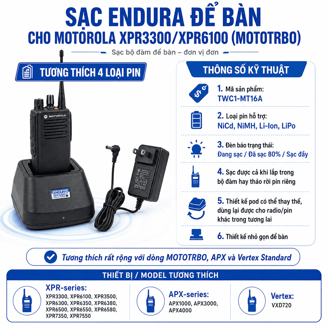 Bộ sạc Motorola XPR3300 TWC1-MT16A