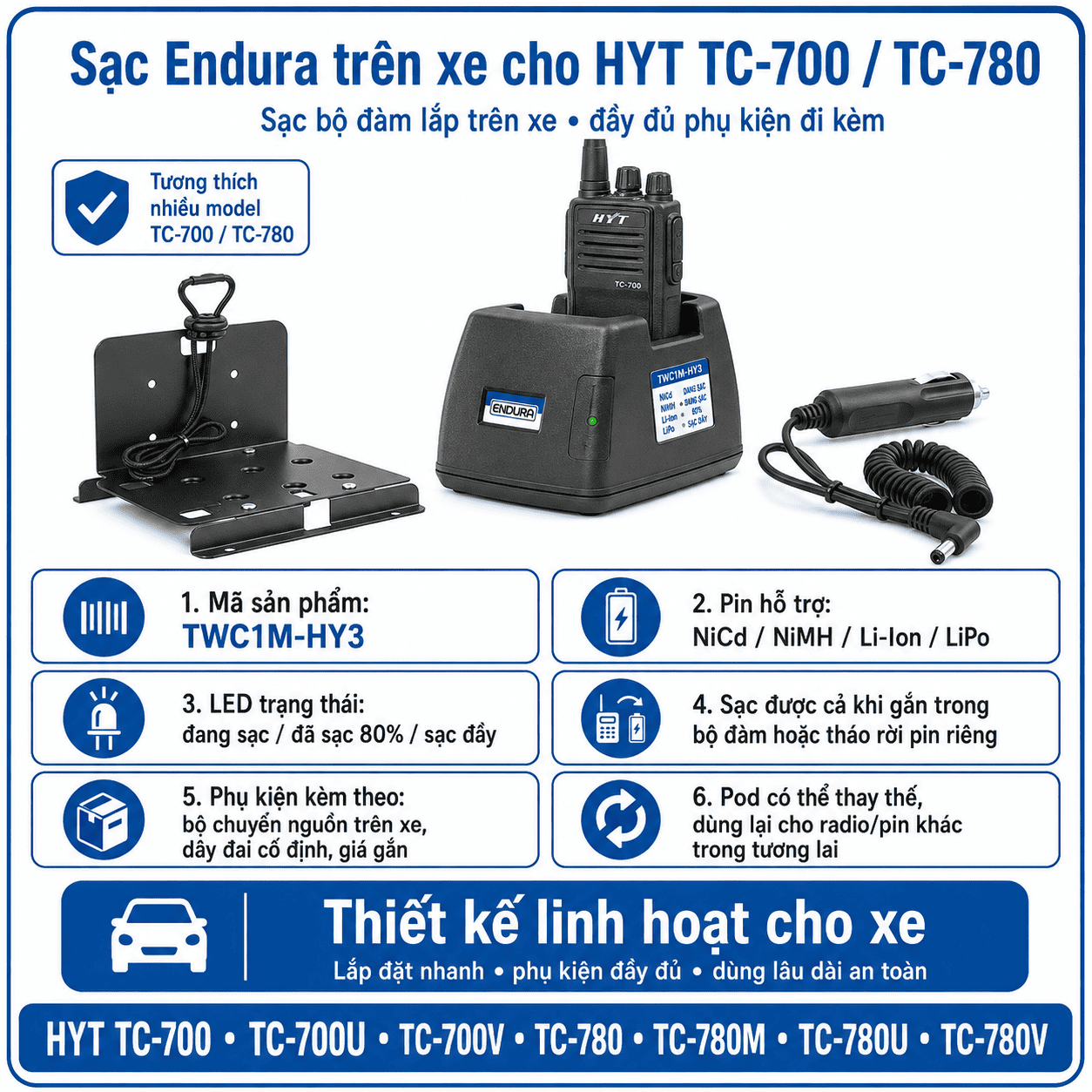 Bộ sạc HYT TC-700 TWC1M-HY3