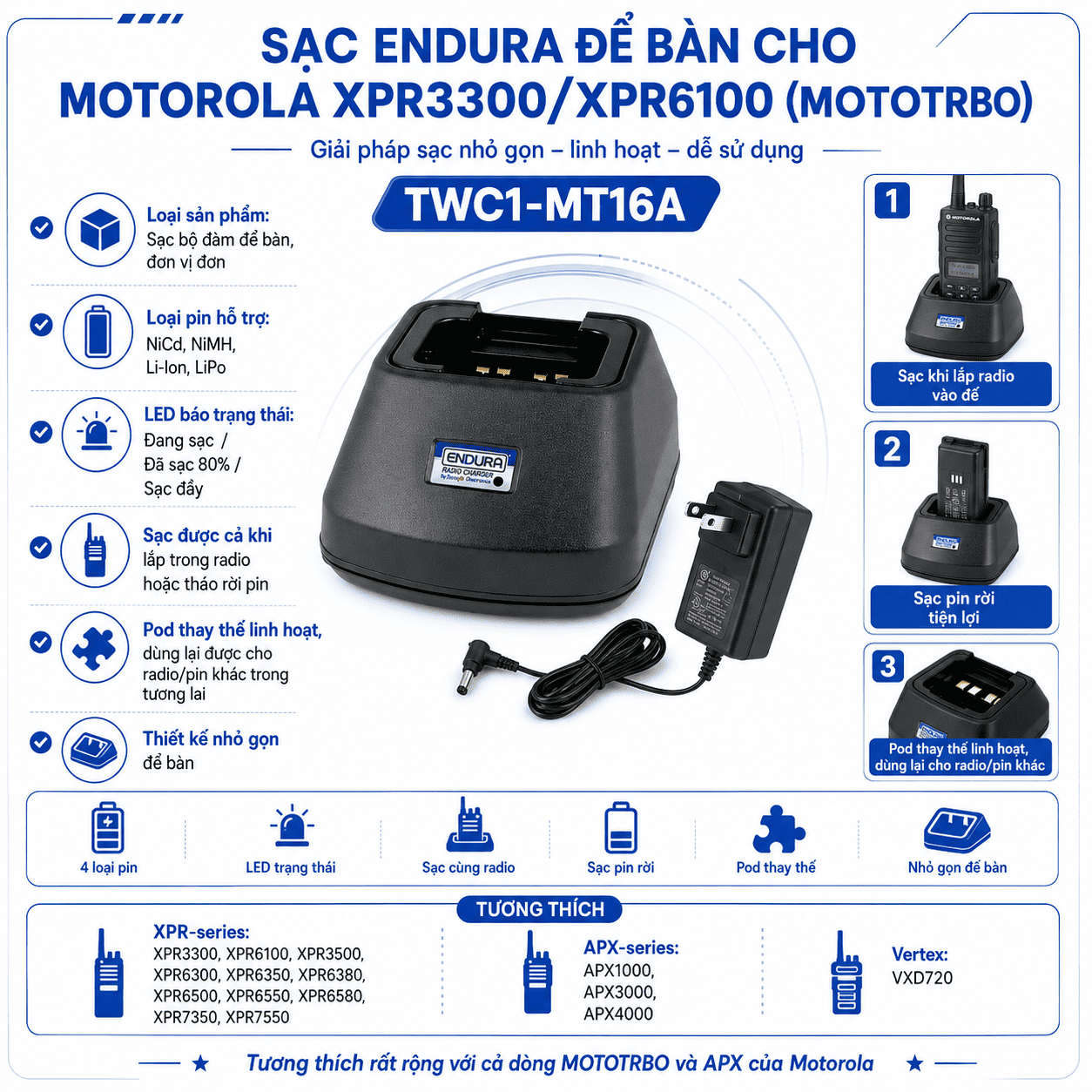 Bộ sạc Motorola XPR3300 TWC1-MT16A