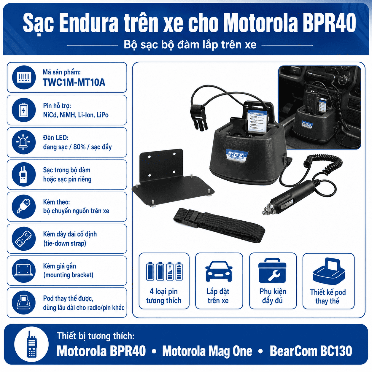 Bộ sạc Motorola BPR40 TWC1M-MT10A