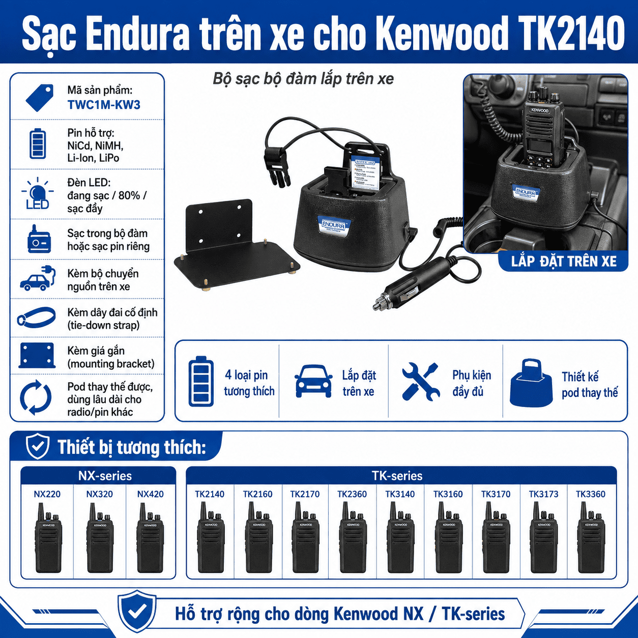 Bộ sạc Kenwood TK2140 TWC1M-KW3