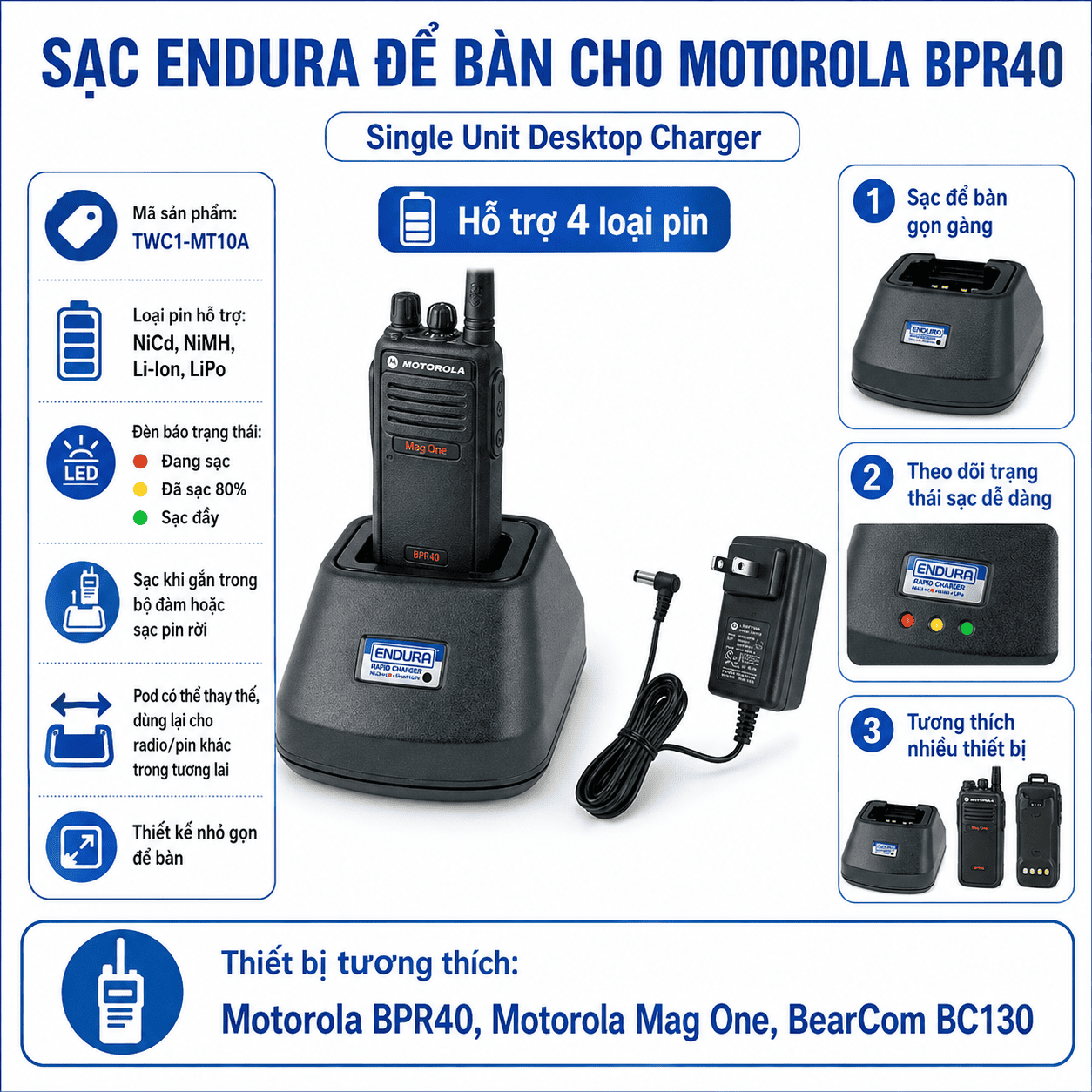Bộ sạc Motorola BPR40 TWC1-MT10A