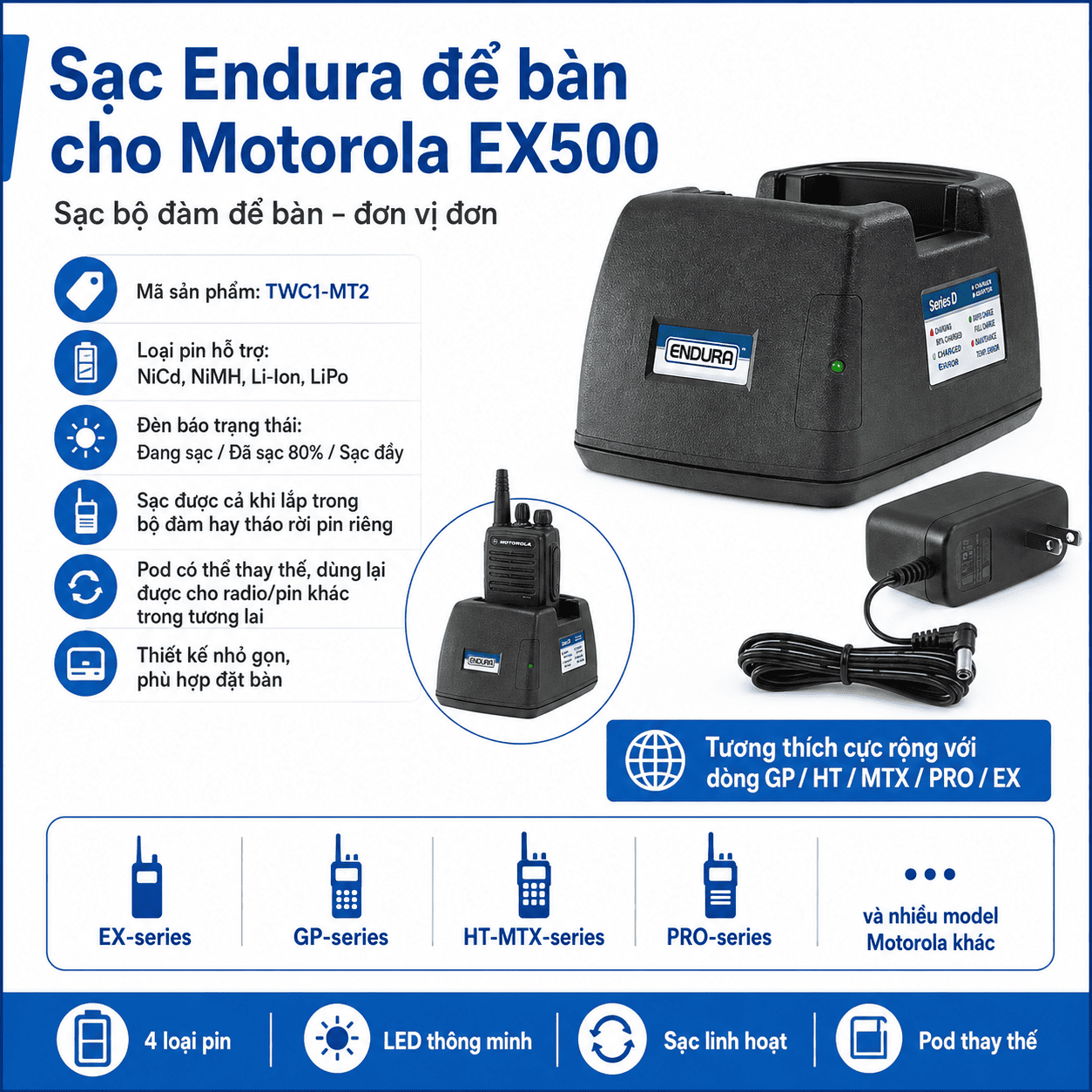 Bộ sạc Motorola EX500 TWC1-MT2