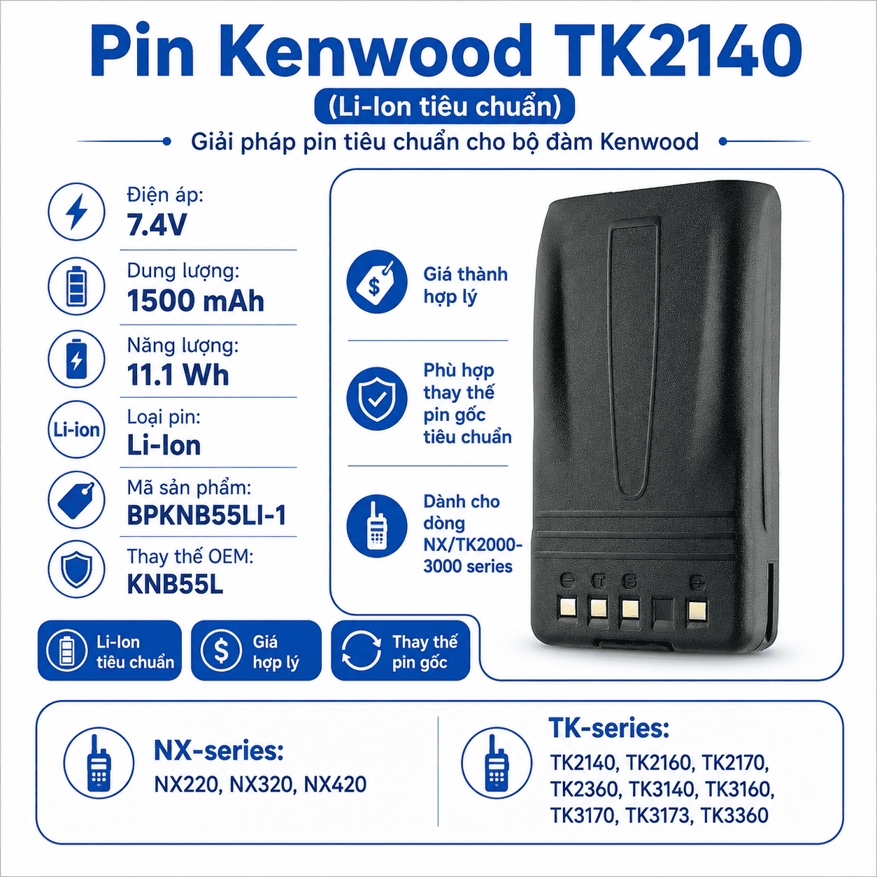 Pin BPKNB55LI-1