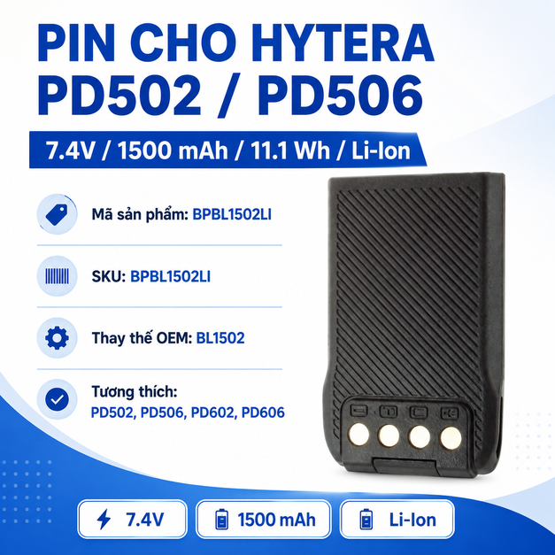 Pin bộ đàm Hytera PD502