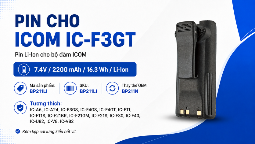 Pin bộ đàm Icom IC-F3GT BP211LI