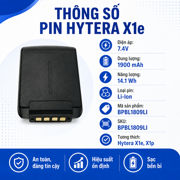 Pin bộ đàm Hytera X1e