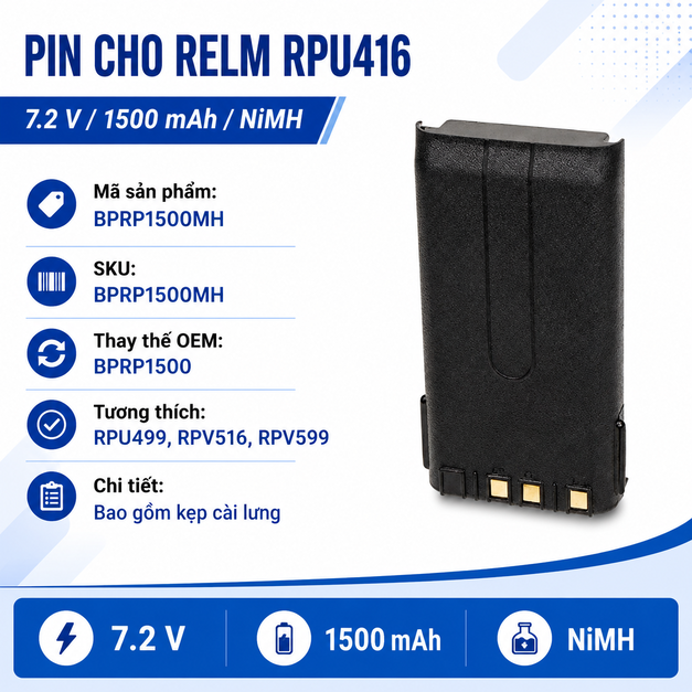 Pin bộ đàm Relm RPU416