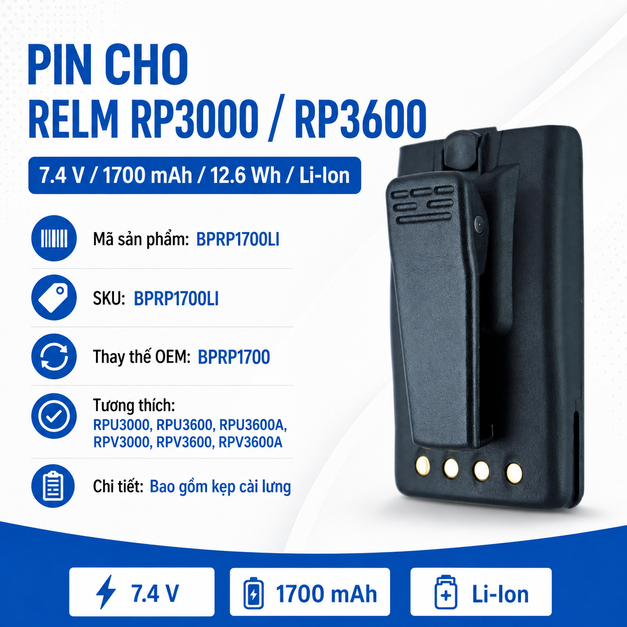 Pin bộ đàm Relm RP3000/RP3600