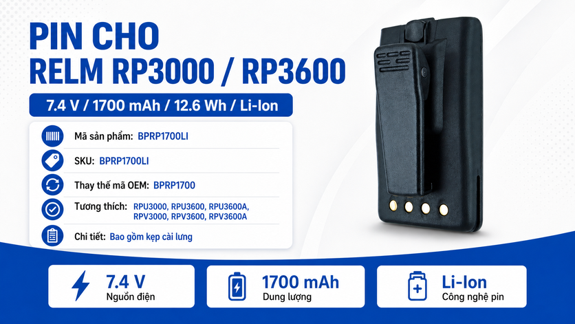 Pin bộ đàm Relm RP3000/