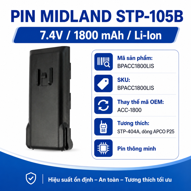 Pin bộ đàm Midland STP-105B