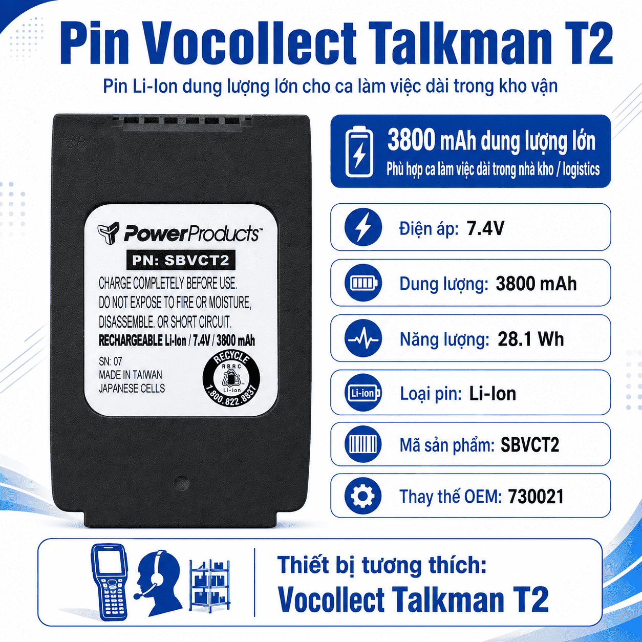 Pin Vocollect Talkman T2 SBVCT2