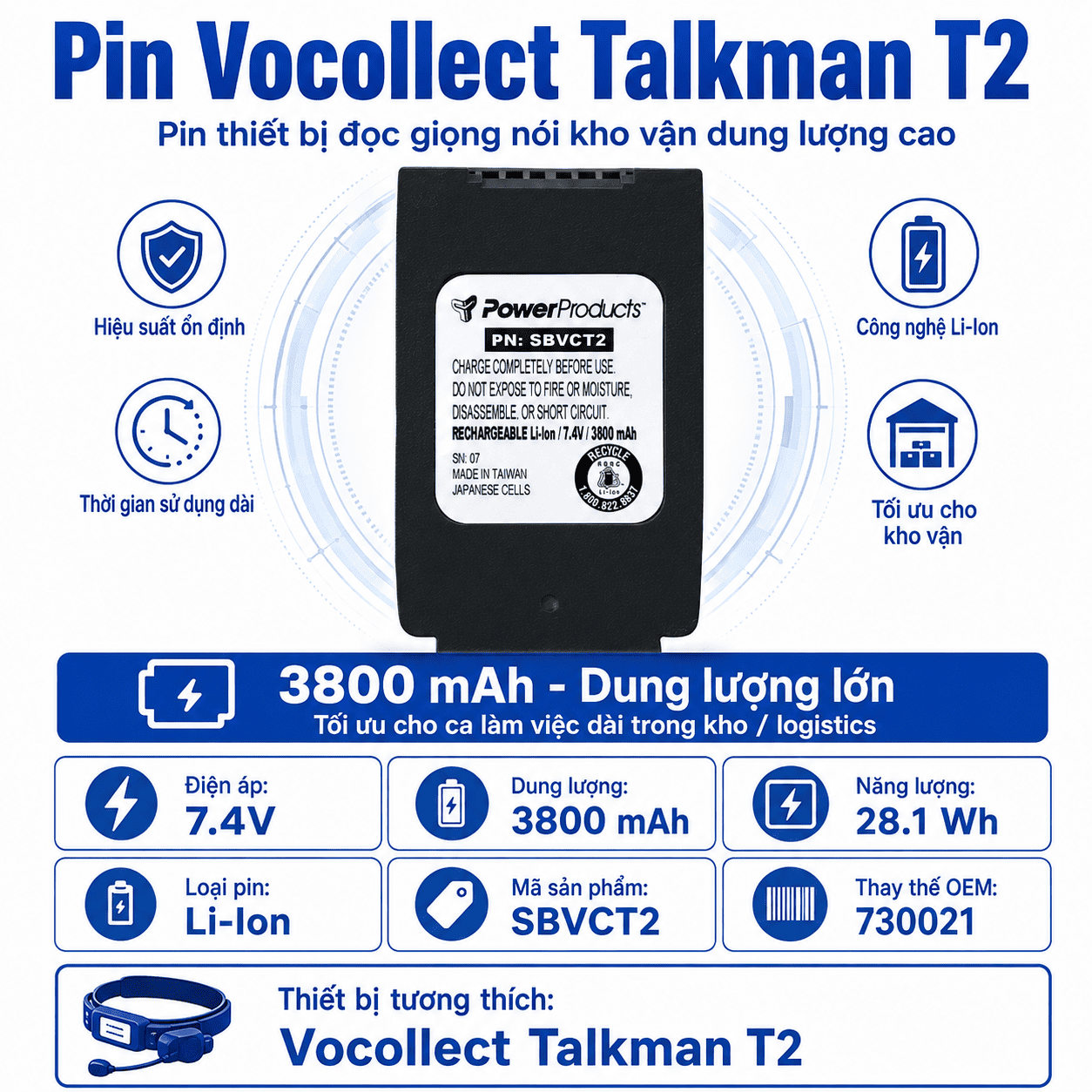 Pin Vocollect Talkman T2 SBVCT2