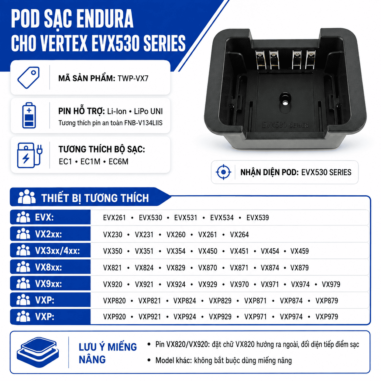 Pod sạc TWP-VX7