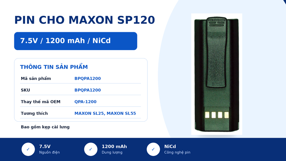 Pin bộ đàm Maxon SP120 BPQPA1200