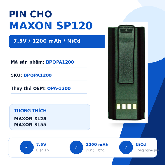 Pin bộ đàm Maxon SP120 BPQPA1200
