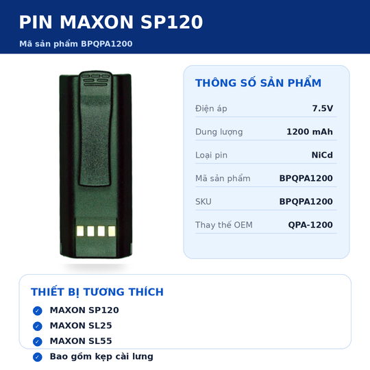 Pin bộ đàm Maxon SP120 BPQPA1200