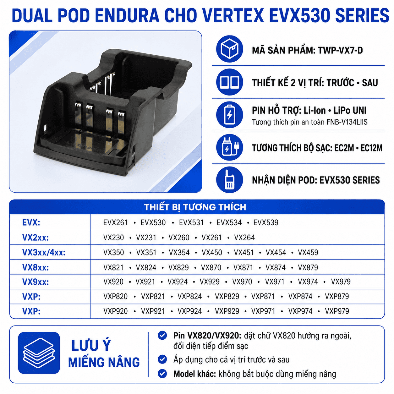 Pod sạc TWP-VX7-D